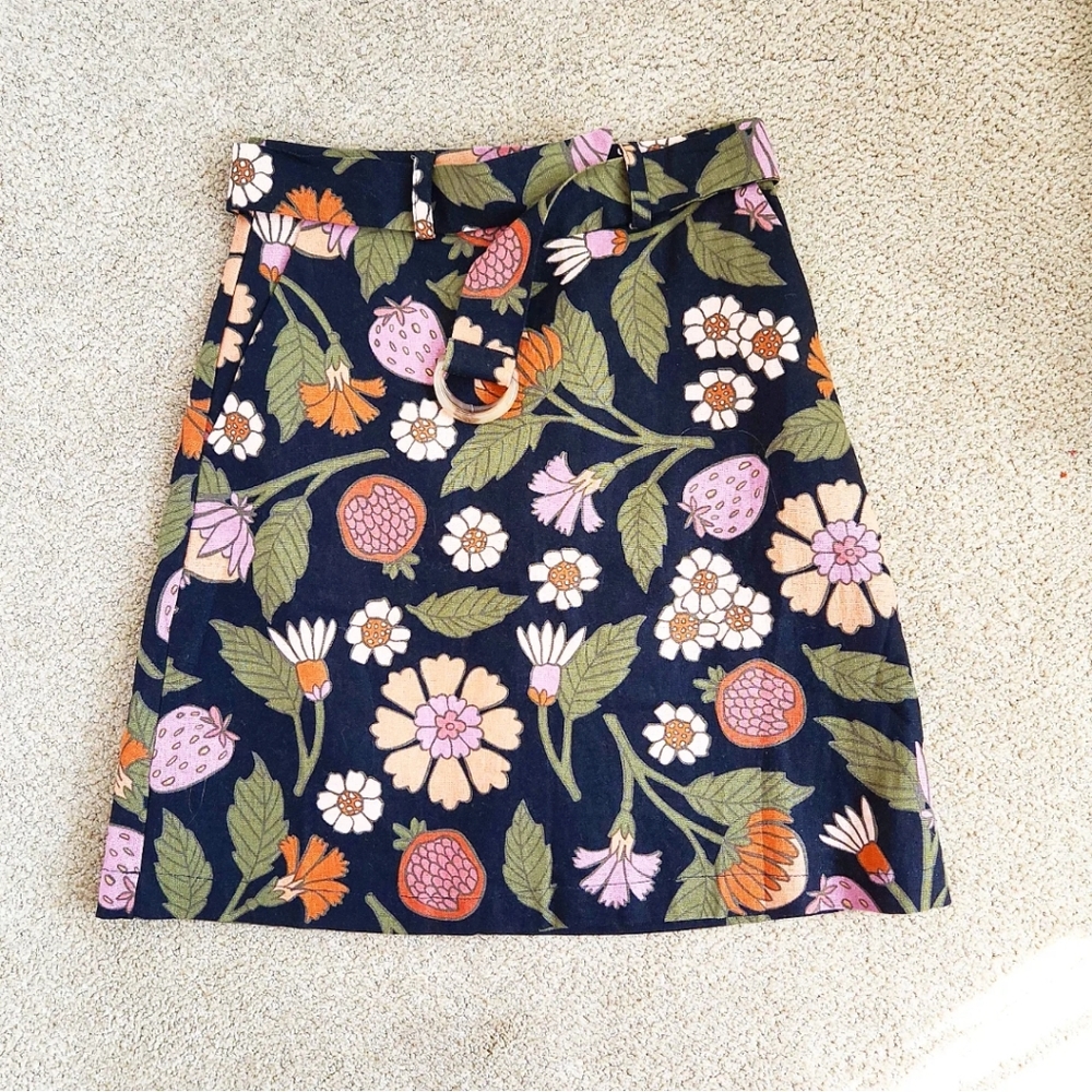 Princess Highway Modcloth Floral Strawberry Garden Print Skirt